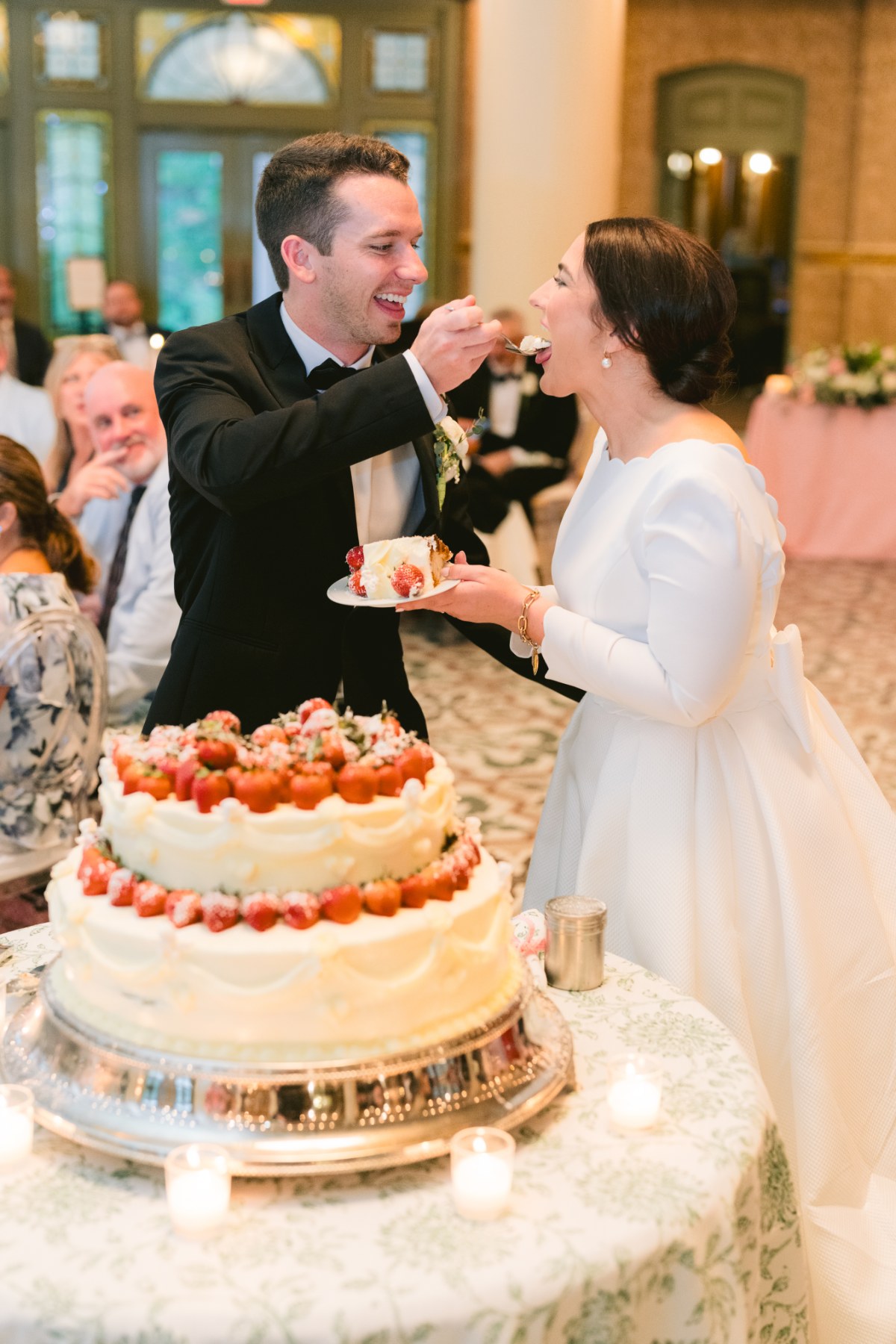 wedding cake at wedding West Baden Springs Resort
