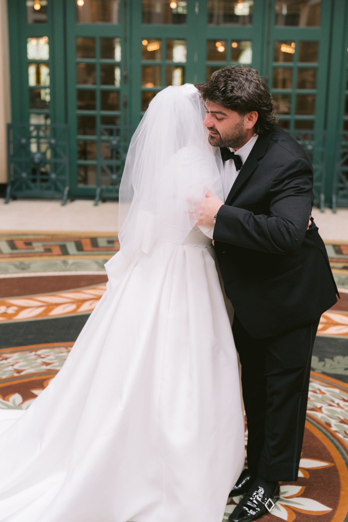 first look photos for wedding West Baden Springs Resort