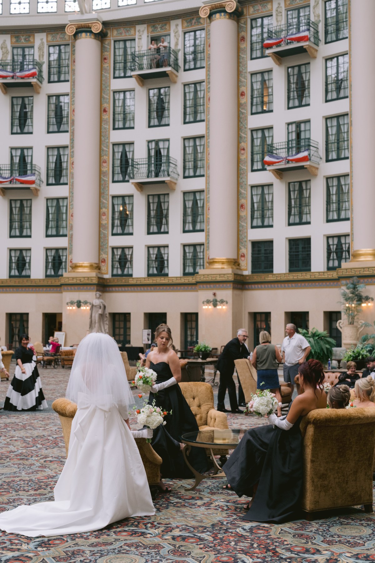ourdoor cocktail hour at wedding West Baden Springs Resort