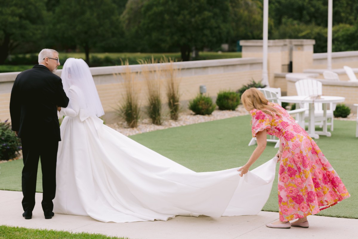 bride arriving at wedding ceremony at wedding West Baden Springs Resort